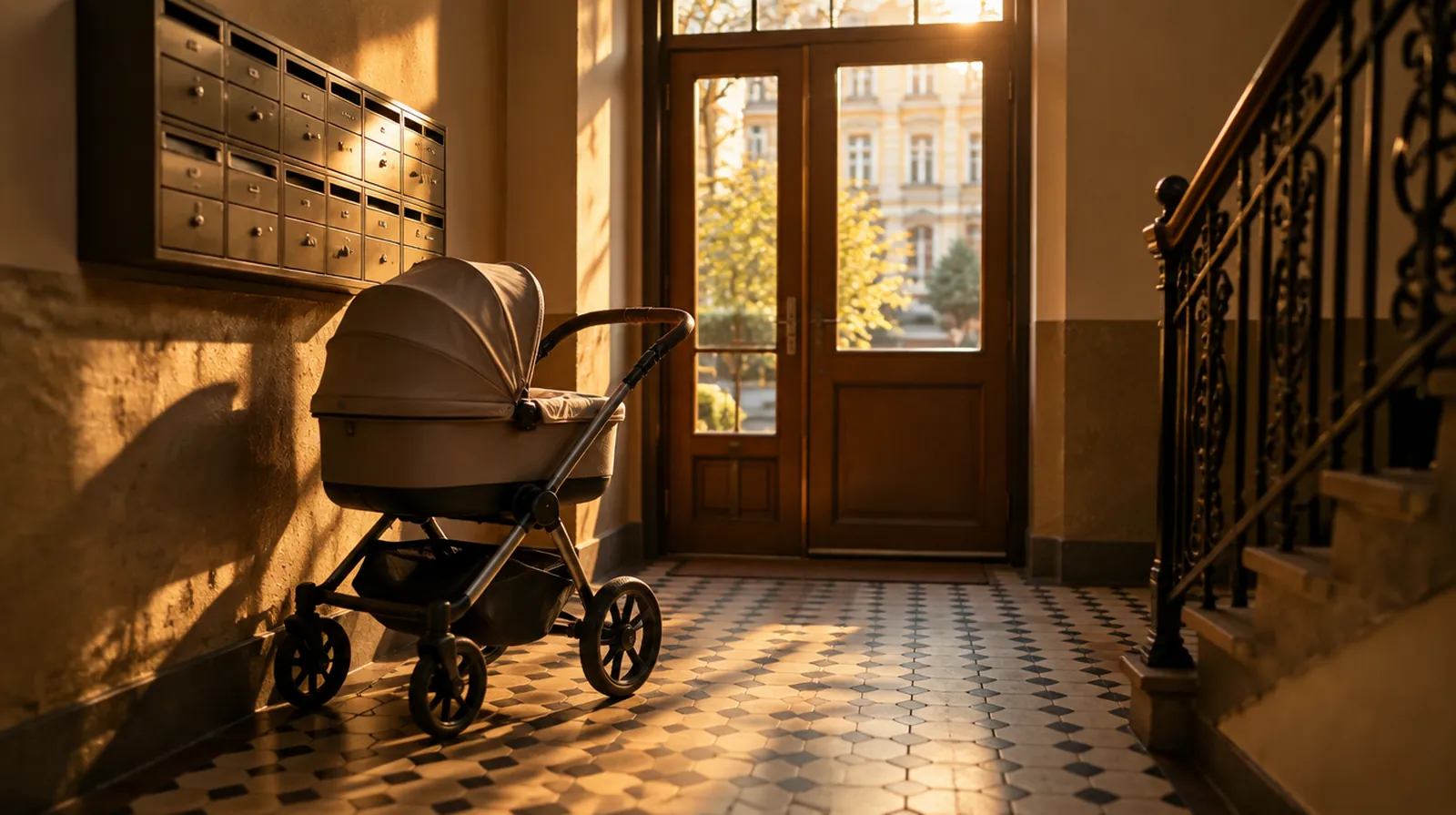 Ist der Kinderwagen im Stiegenhaus versichert?