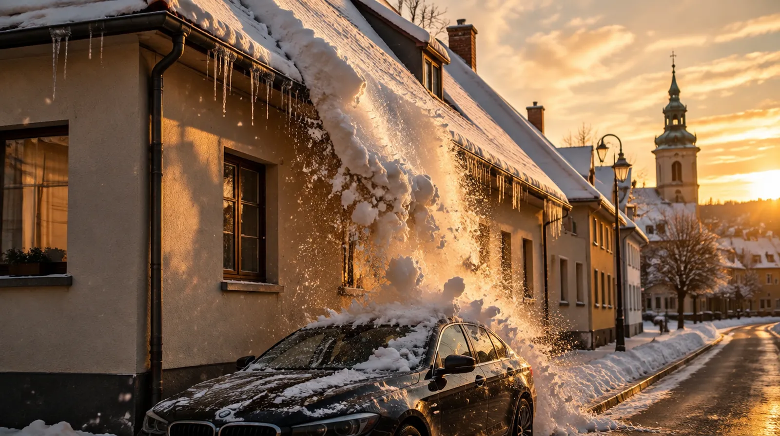 Wer zahlt in Österreich, wenn eine Dachlawine auf das Auto fällt?