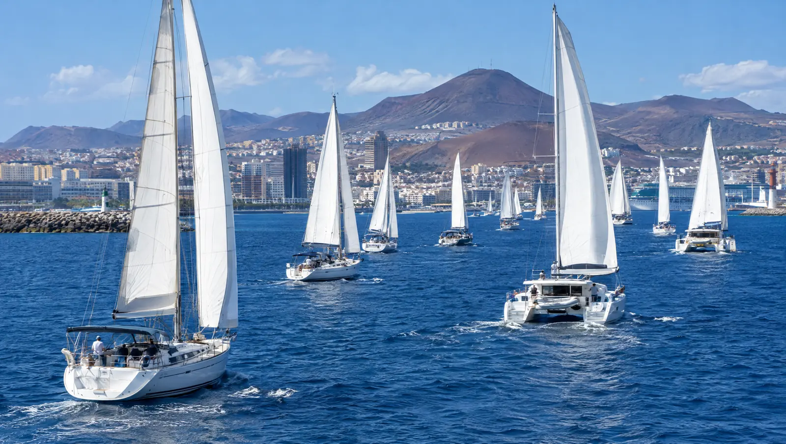 Fahrtenyachten und Katamarane laufen zur Atlantiküberquerung aus Las Palmas aus