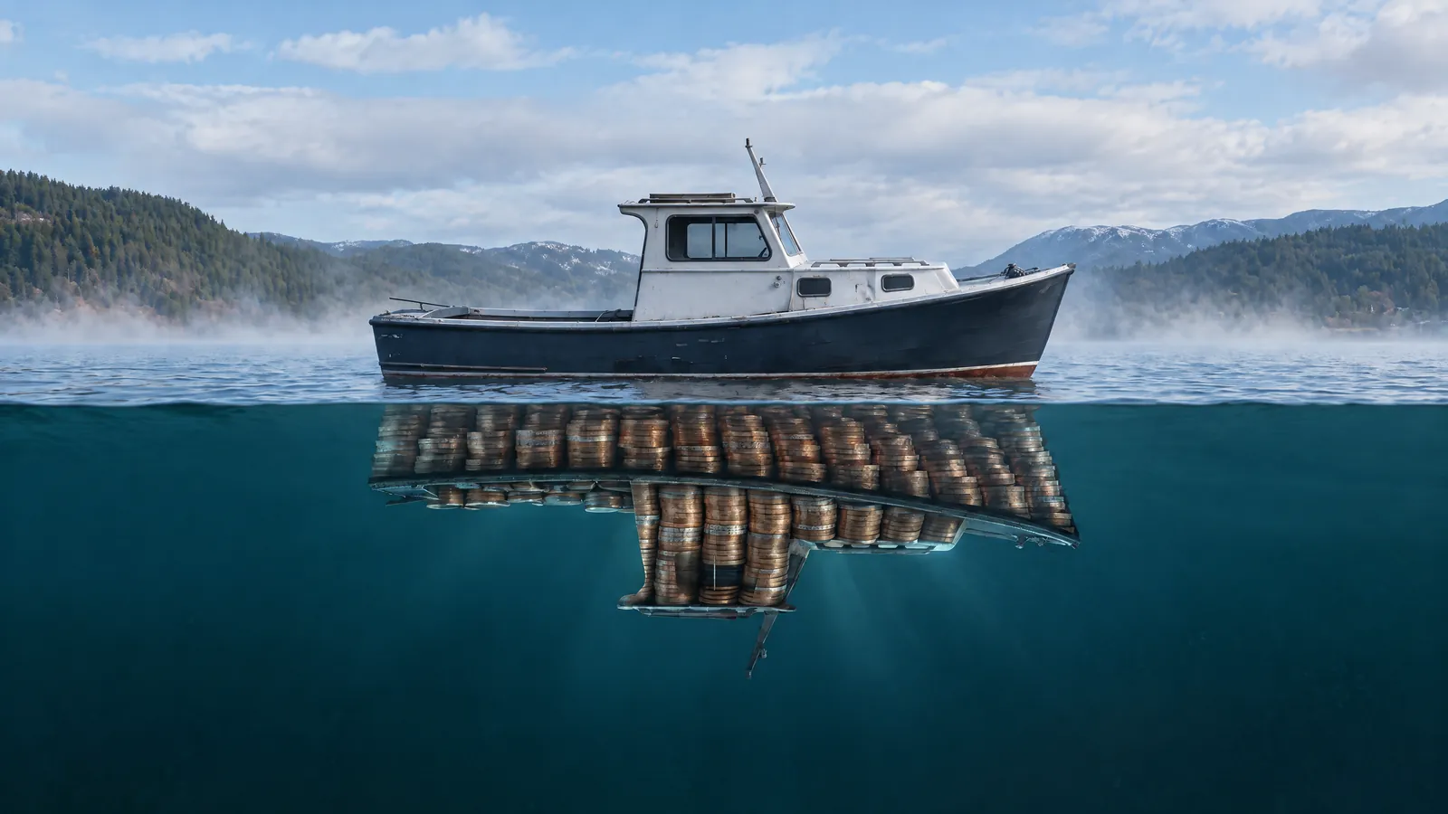 Motorboot am Liegeplatz eines Yachthafens an einem österreichischen See
