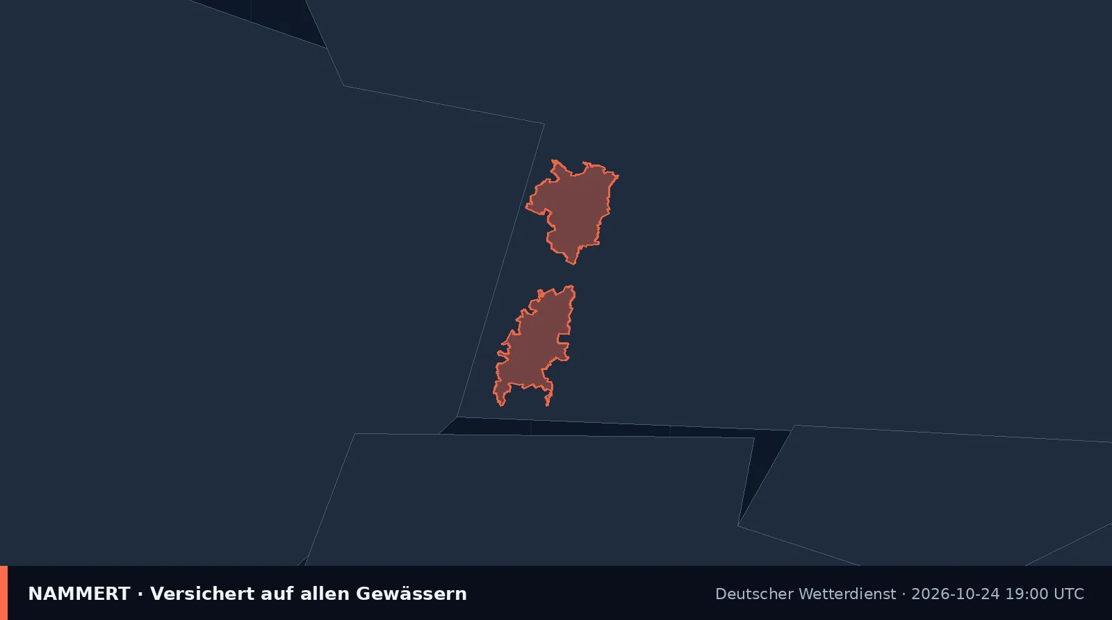 Karte der amtlichen Warnung für Deutschland