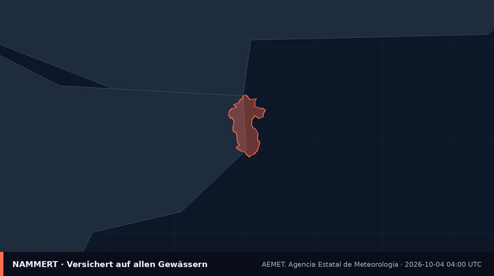 Karte der amtlichen Warnung für Spanien
