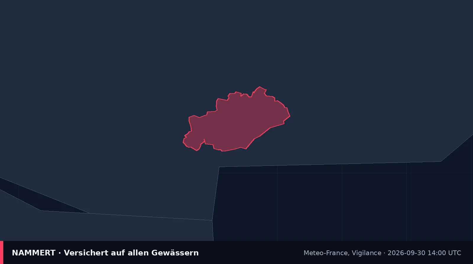 Karte der amtlichen Warnung für Frankreich