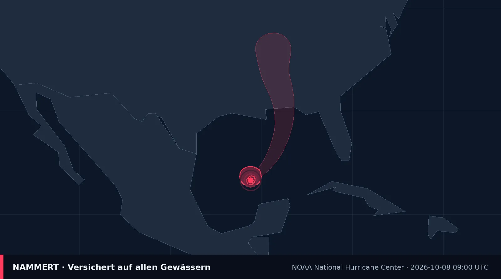 Karte mit Position und Windfeld von Hurrikan Isaias