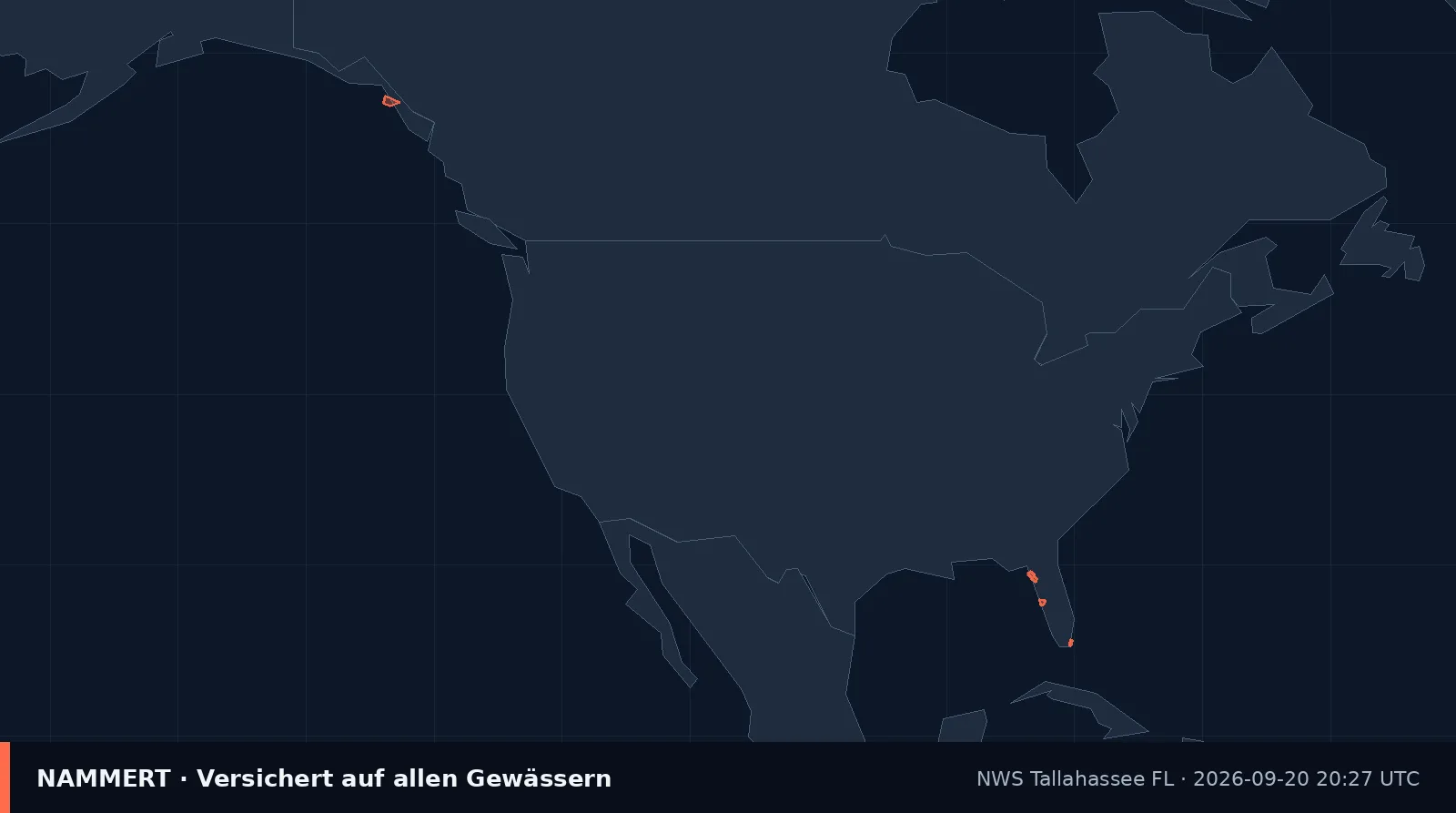 Karte der amtlichen Warnung für US-Gewässer