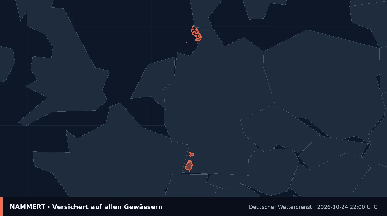 Karte der amtlichen Warnung für Deutschland