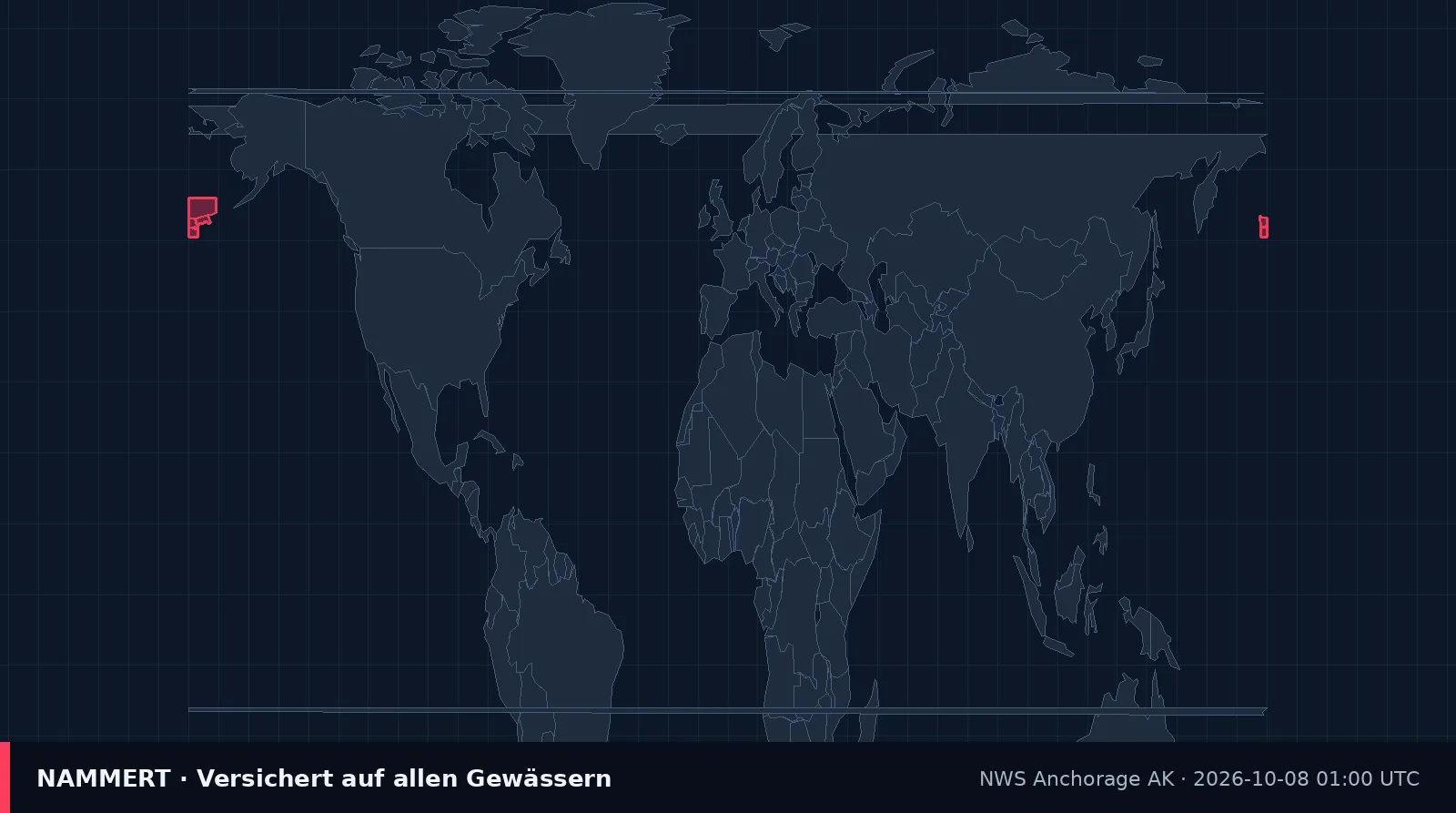 Karte der amtlichen Warnung für US-Gewässer