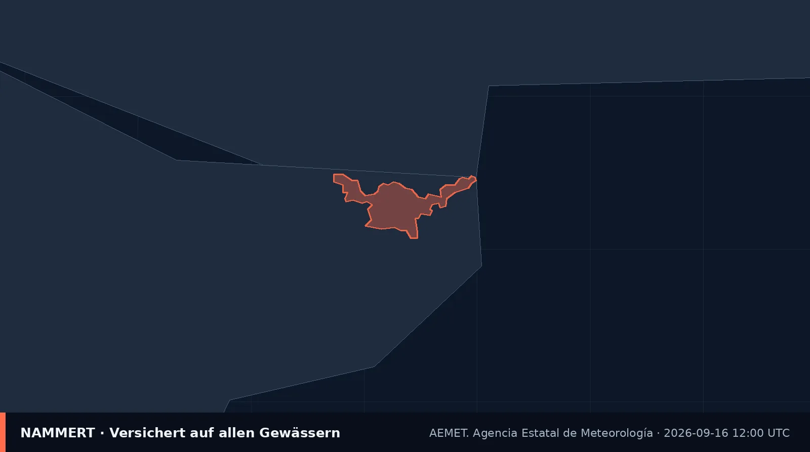 Karte der amtlichen Warnung für Spanien