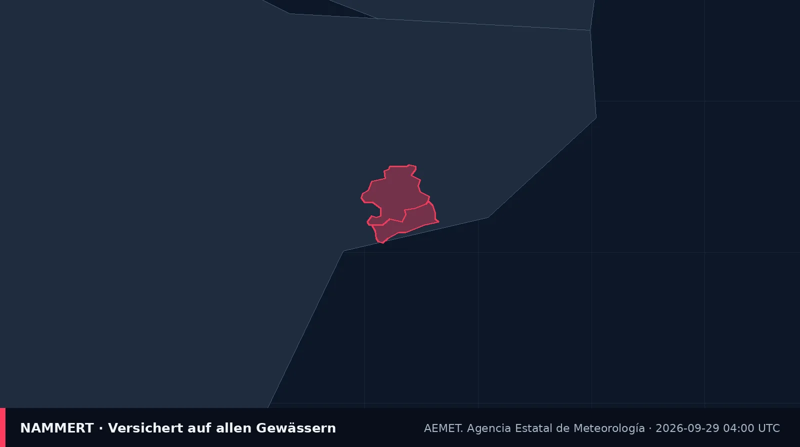 Karte der amtlichen Warnung für Spanien