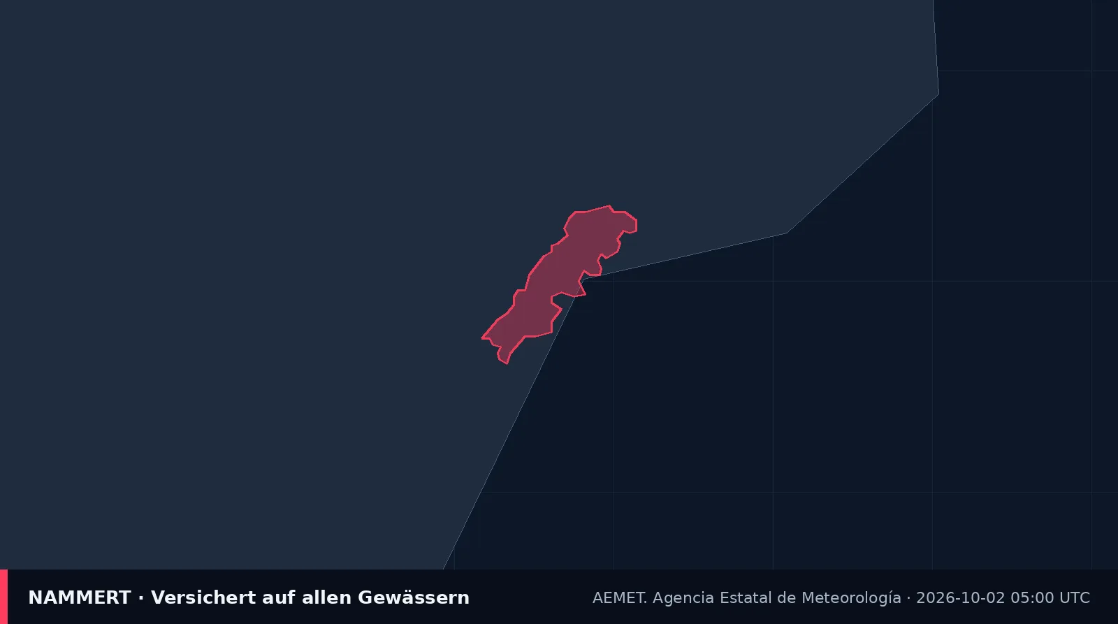 Karte der amtlichen Warnung für Spanien