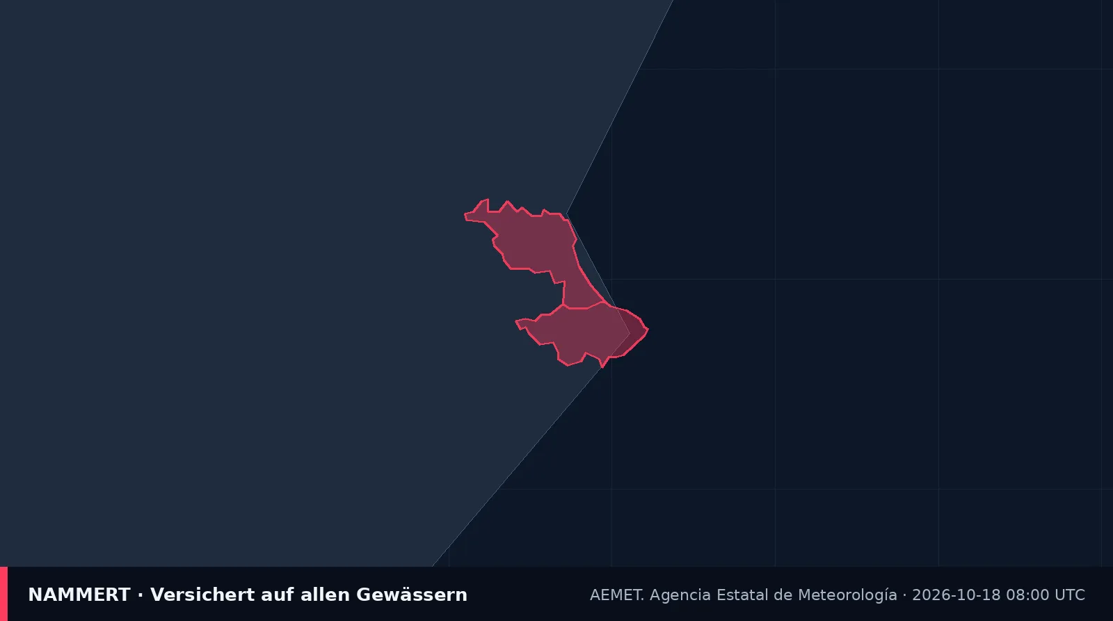 Karte der amtlichen Warnung für Spanien