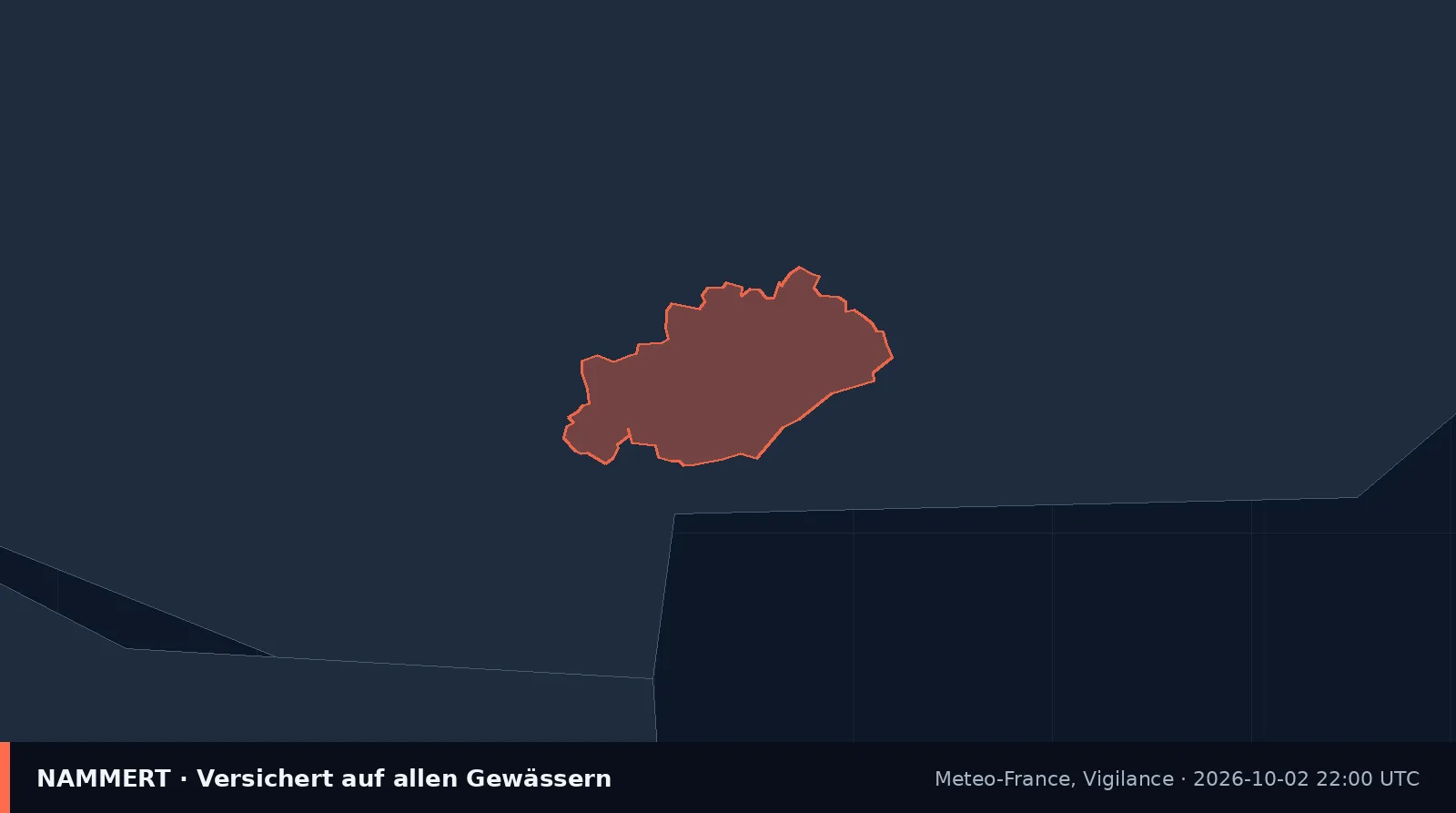 Karte der amtlichen Warnung für Frankreich
