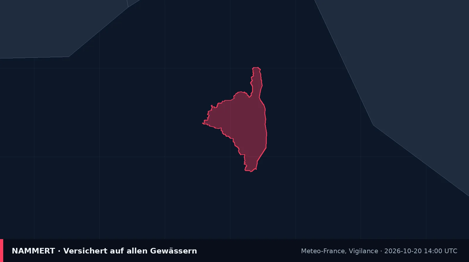 Karte der amtlichen Warnung für Frankreich