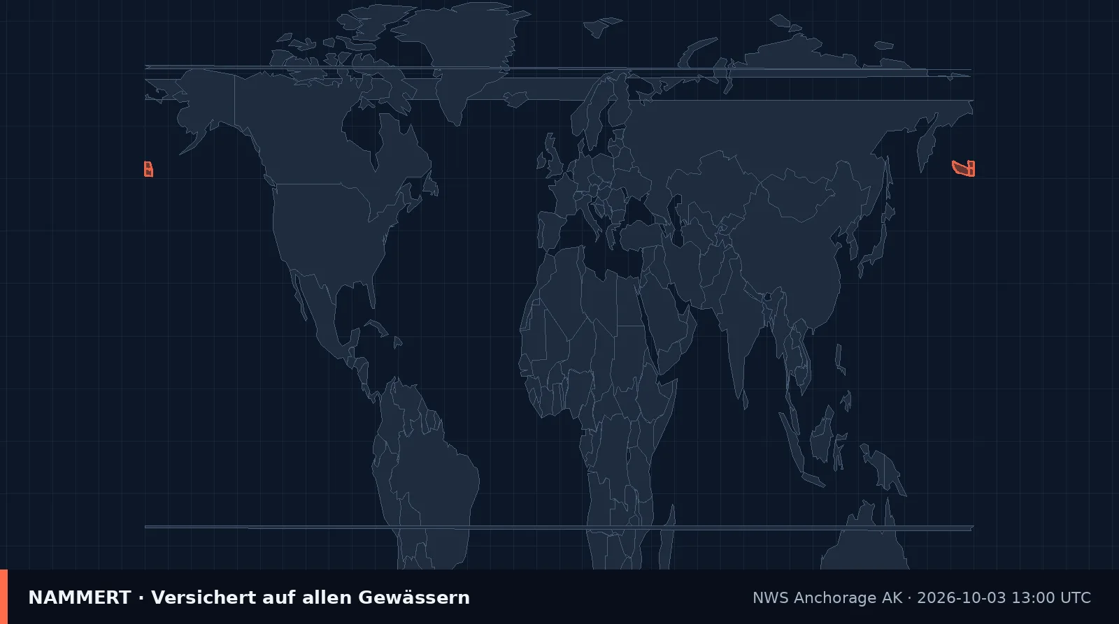Karte der amtlichen Warnung für US-Gewässer