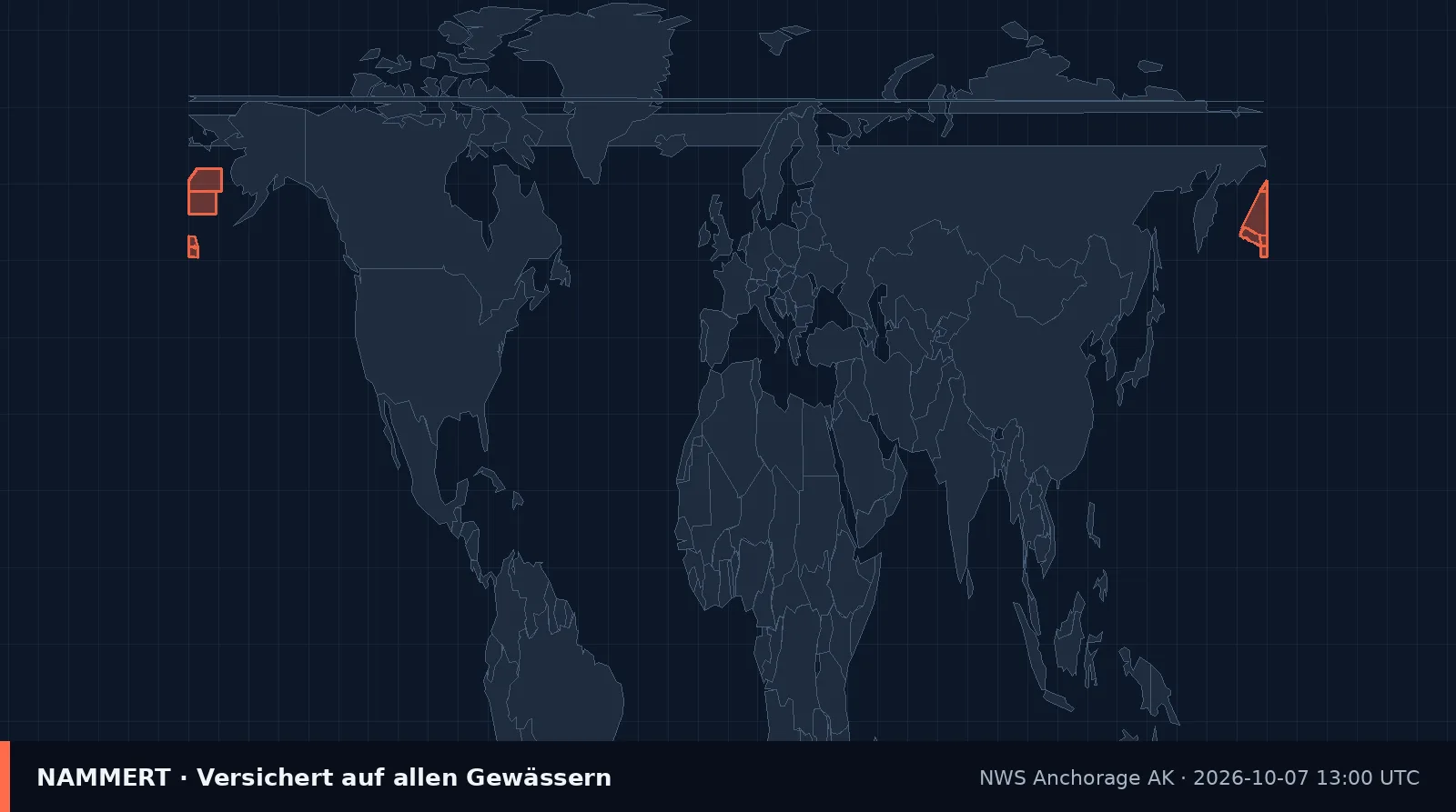 Karte der amtlichen Warnung für US-Gewässer