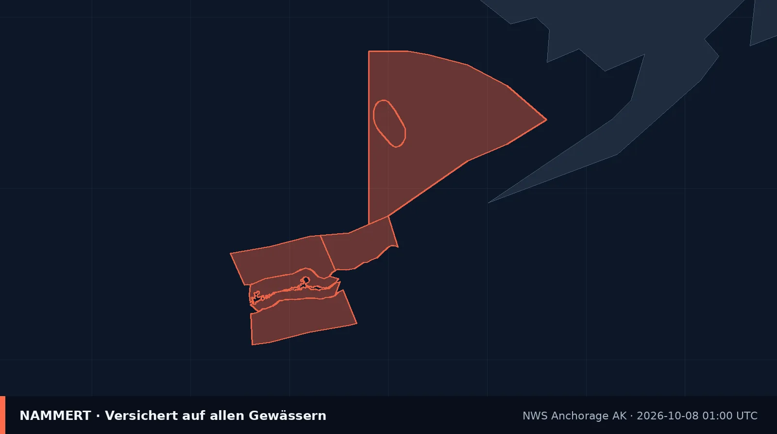 Karte der amtlichen Warnung für US-Gewässer