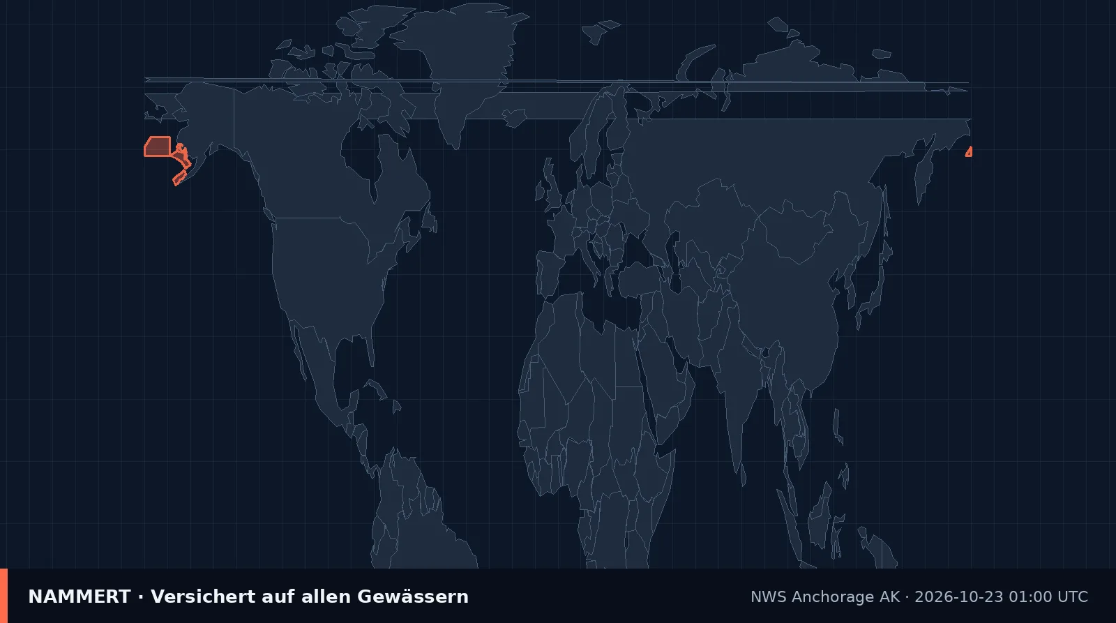 Karte der amtlichen Warnung für US-Gewässer