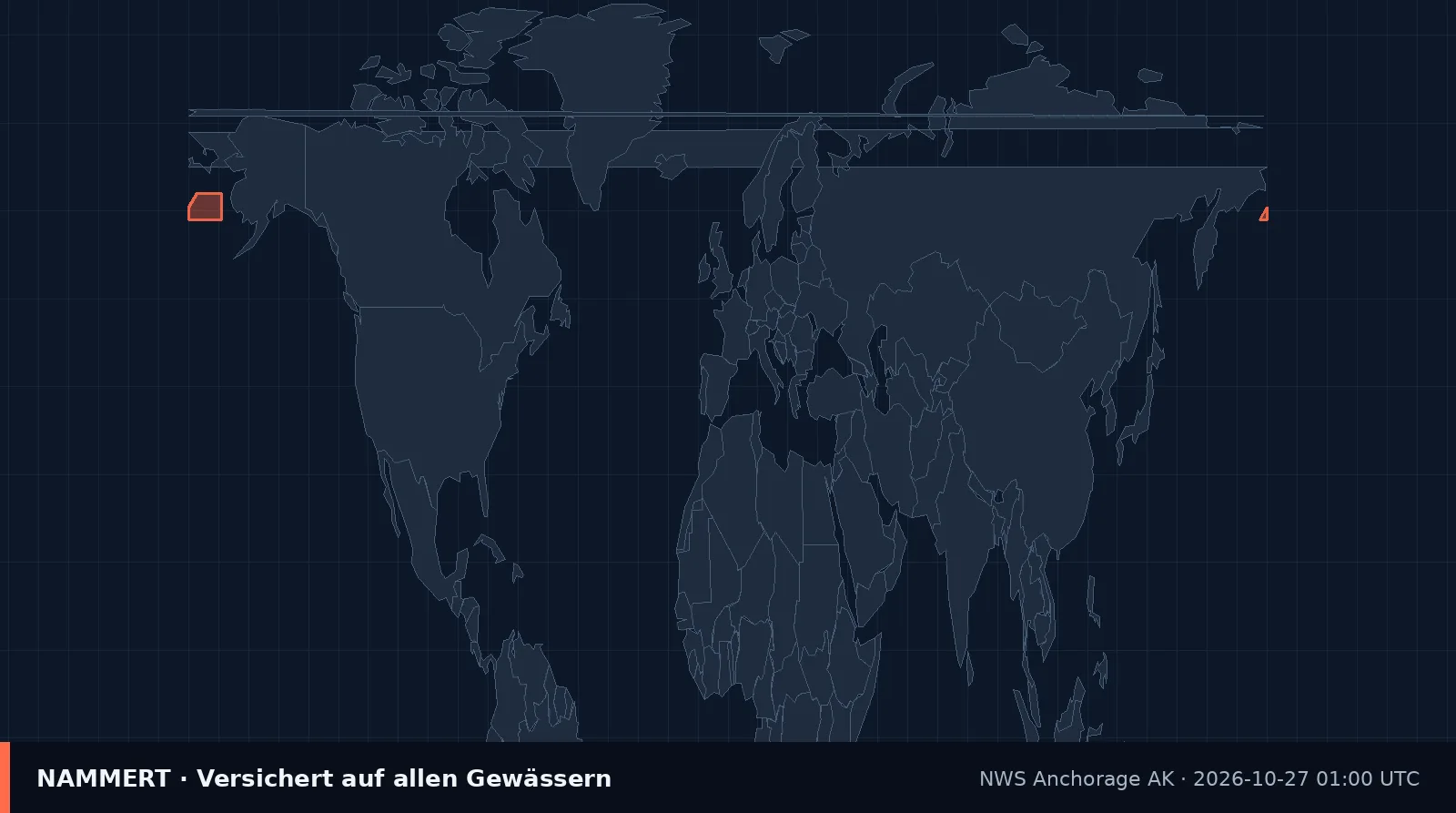 Karte der amtlichen Warnung für US-Gewässer