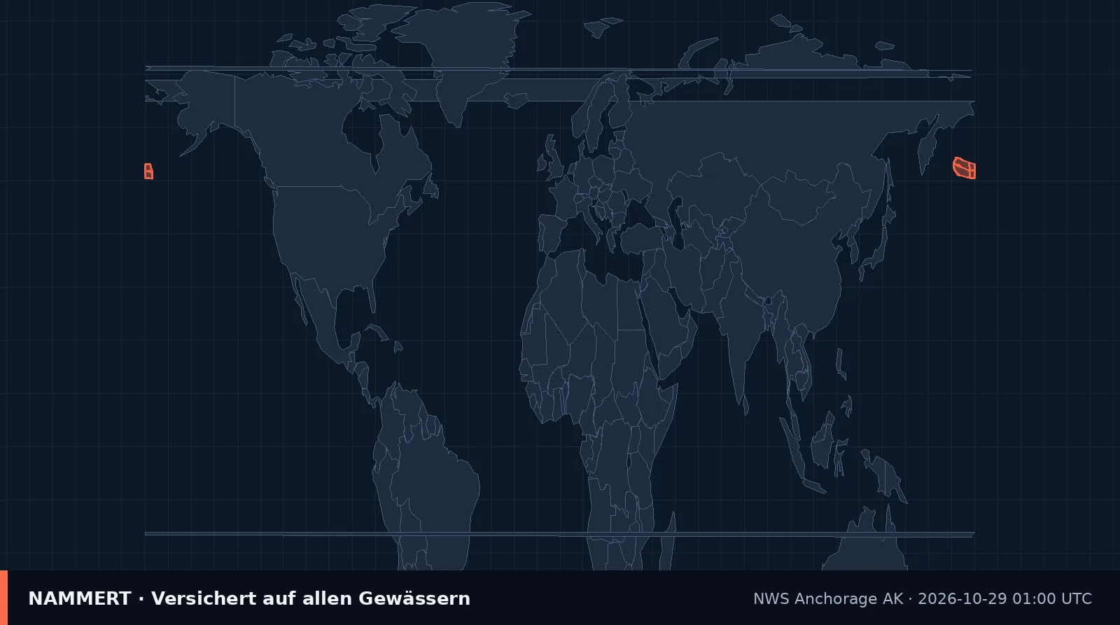 Karte der amtlichen Warnung für US-Gewässer