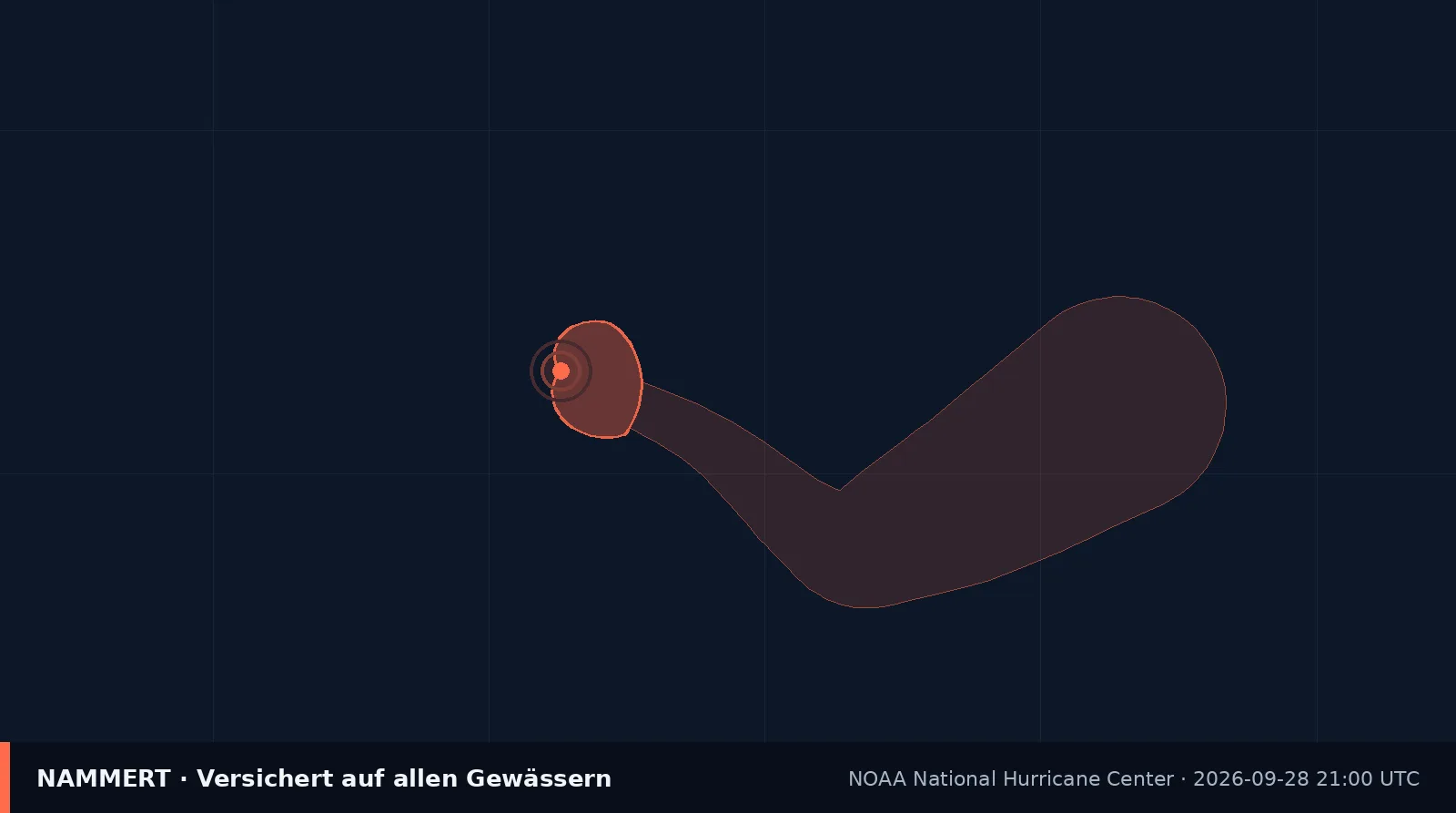 Karte mit Position und Windfeld von Tropischer Sturm Hanna