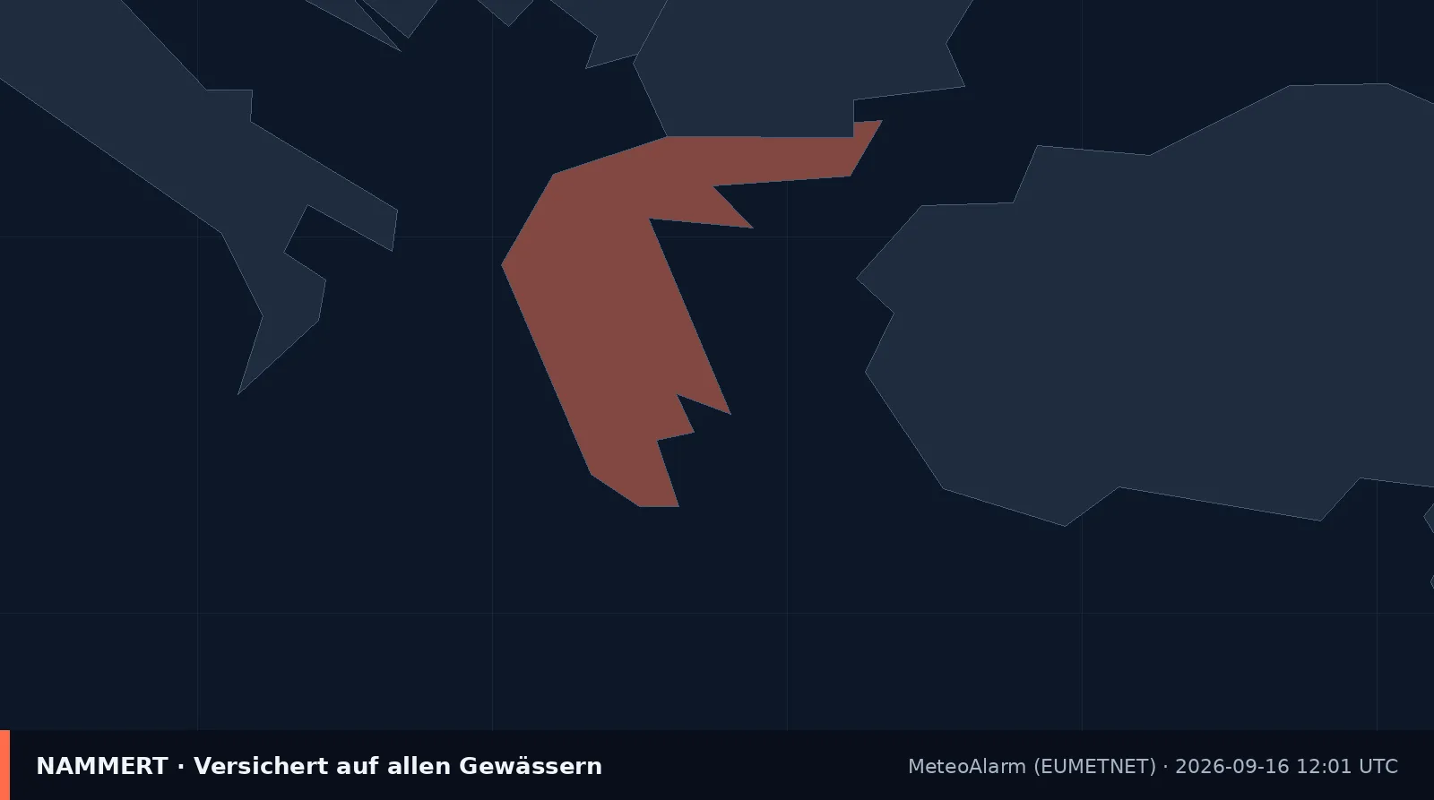 Karte der amtlichen Warnung für Griechenland