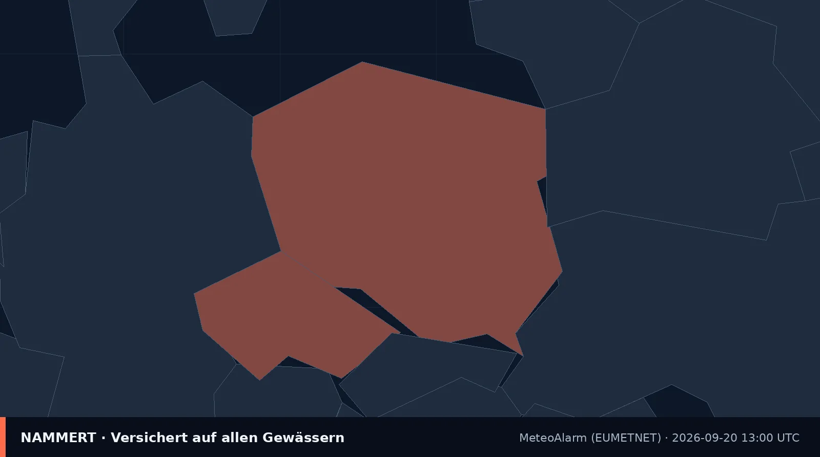Karte der amtlichen Warnung für Polen