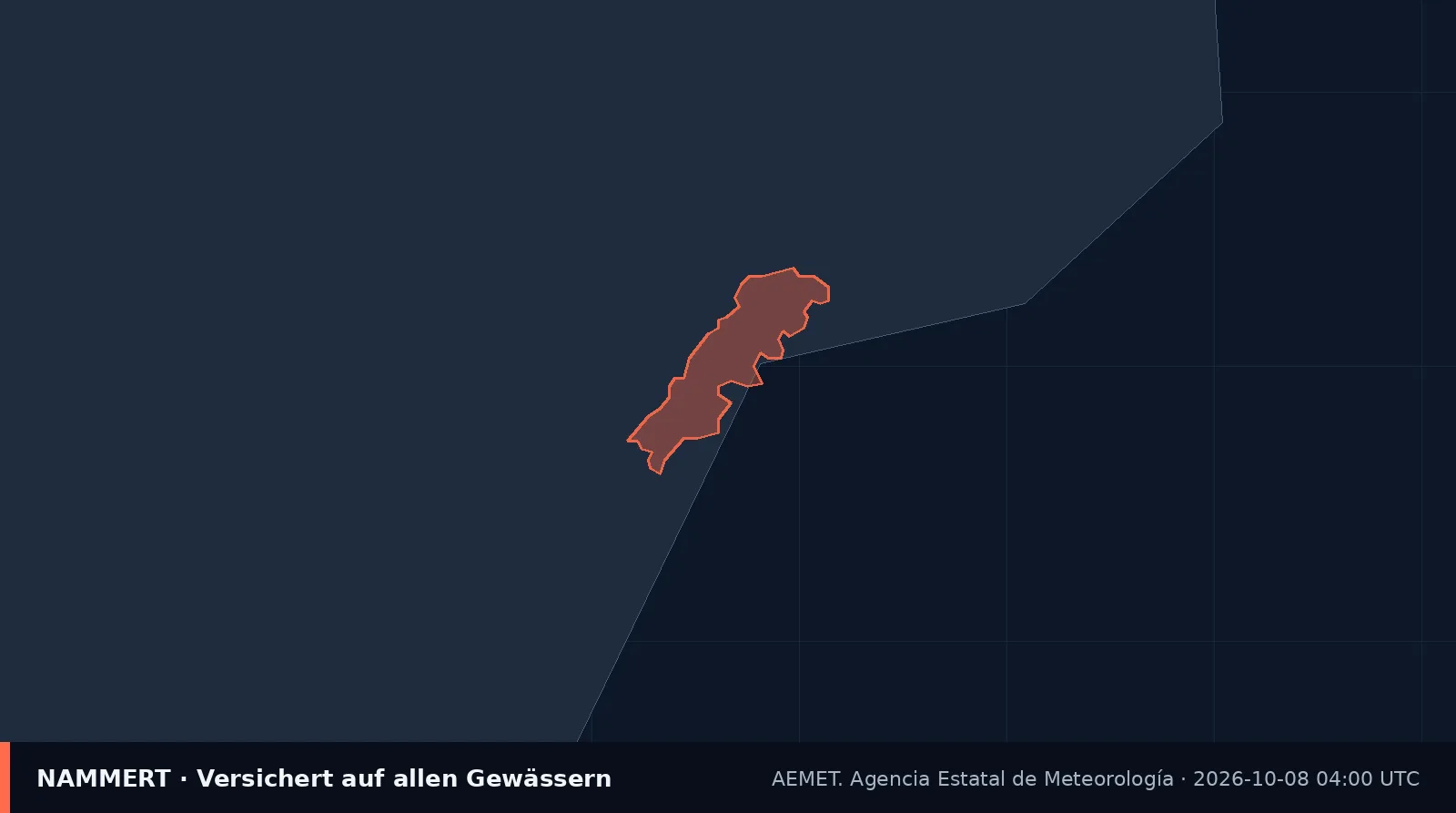 Karte der amtlichen Warnung für Spanien