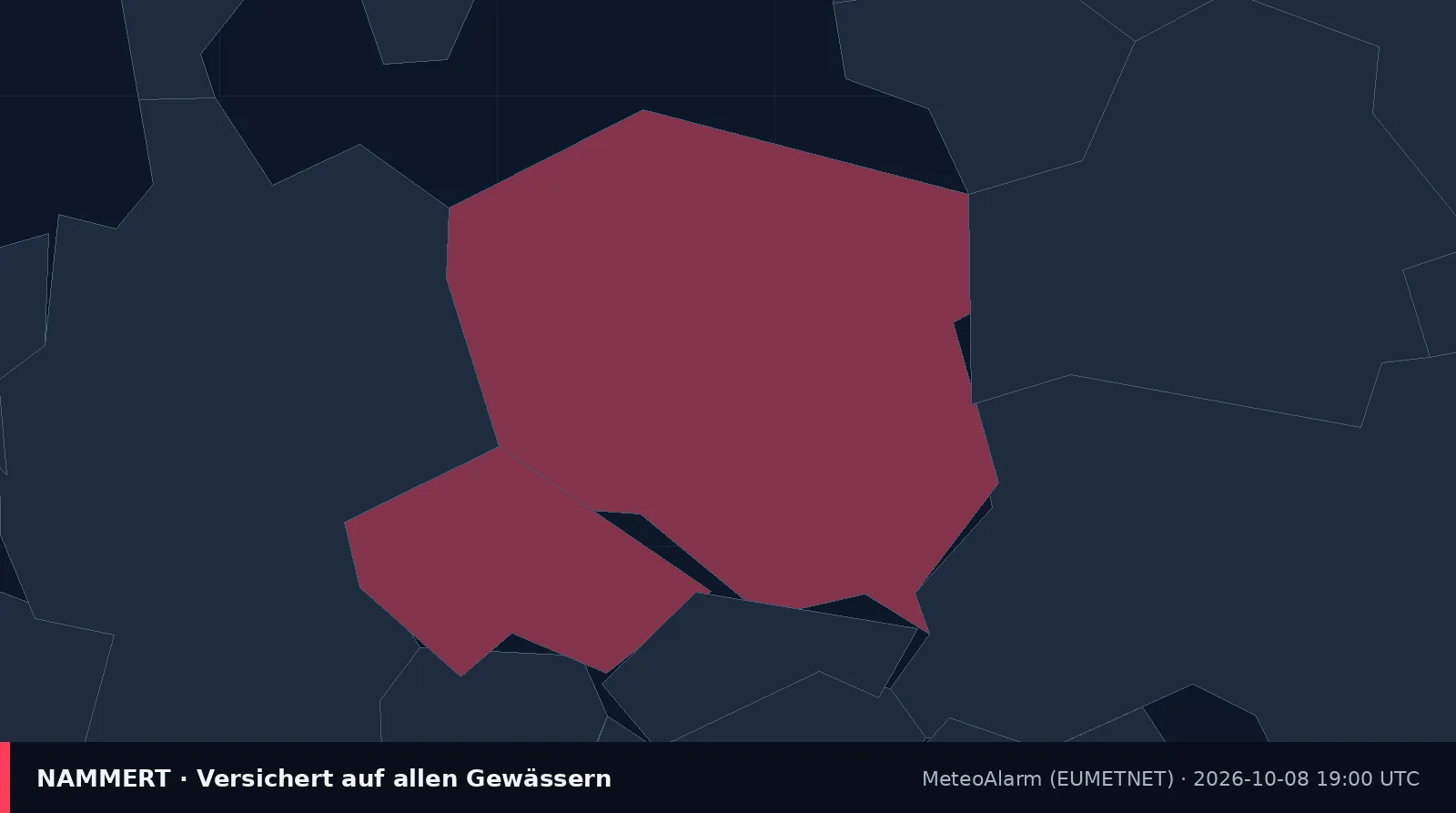 Karte der amtlichen Warnung für Polen